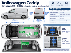 vw caddy størelse lasteplan varebil kort